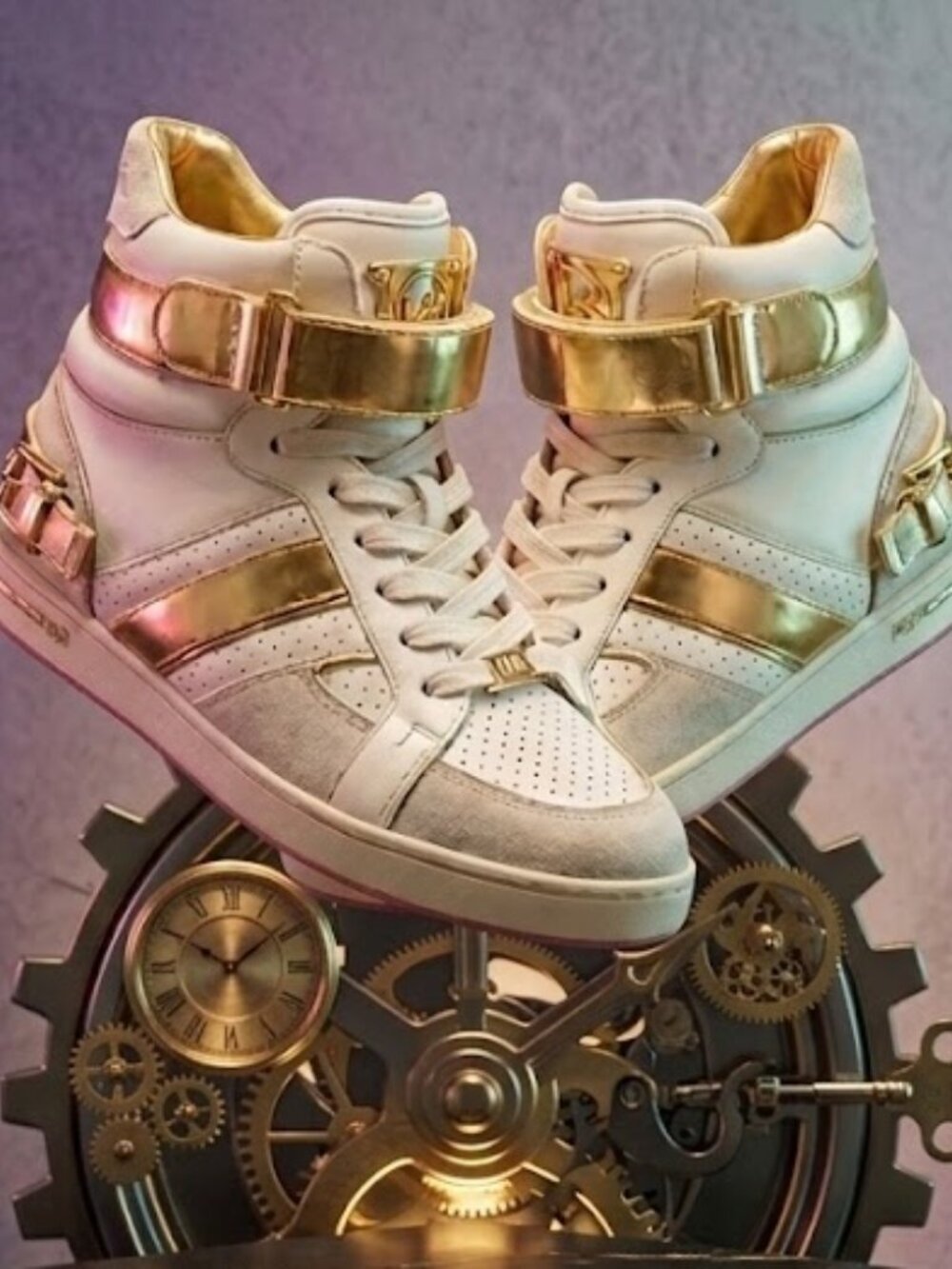 Michael Kors High Top Gold Lame and Suede Sneakers